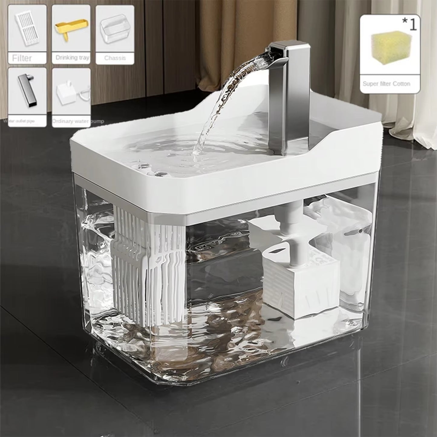 Automatic Cat Water Fountain with USB Pump and Anti-Dry Burning Filter System
